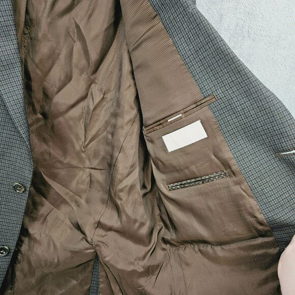 MICHAEL Kors Suit Jacket Blazer Sport Coat 40R Brown Plaid Double Vent 2 Button - Picture 9 of 12